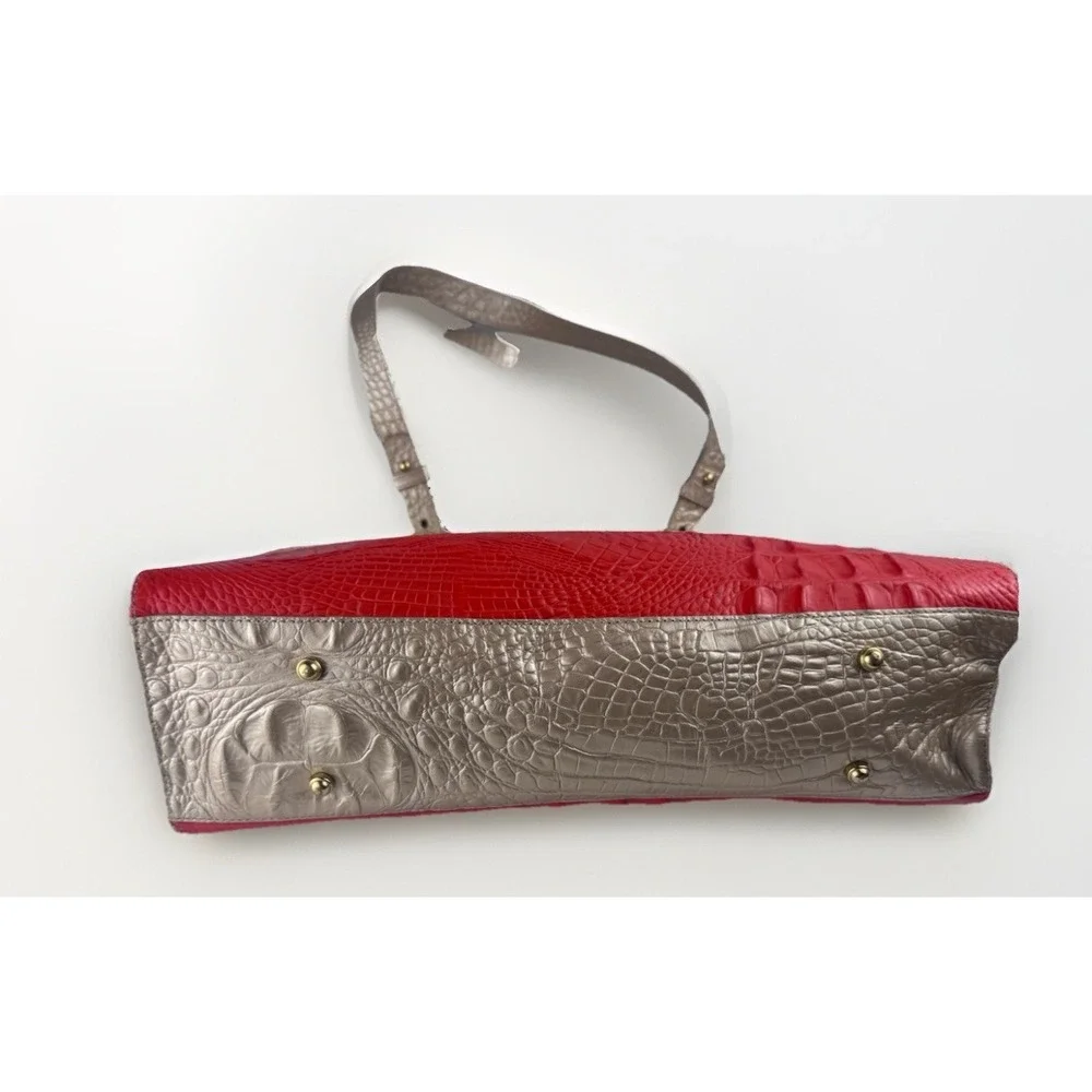 Brahmin Mandy Vineyard Fizz Tricolor Croc Embossed‎ Leather Tote handbag Rare